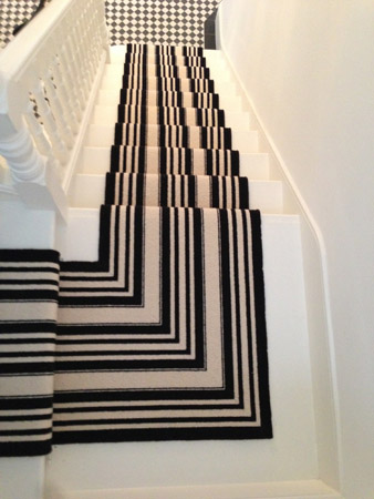 Black and White Stripe Stair Carpet 1