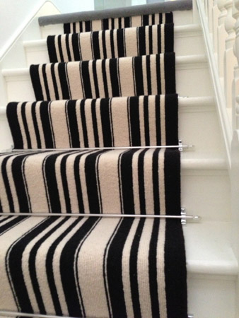 Black and White Stripe Stair Carpet 4