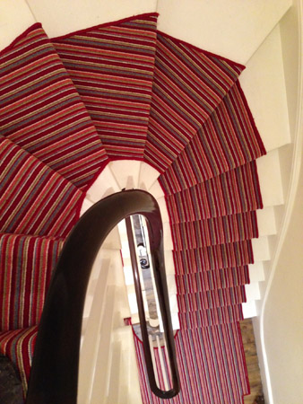 red multicoloured stair carpet 2
