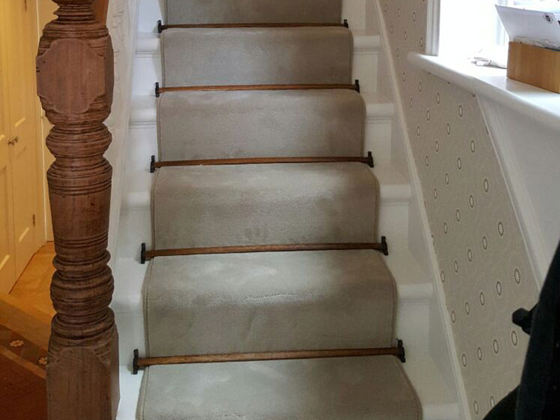 Grey Velvet Carpet On Stairs - Carpet - Residential