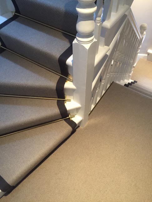 portfolio carpets grey stairs black border golden stairrods 15