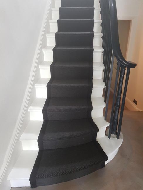 portfolio carpets black stair runner with black binding 06