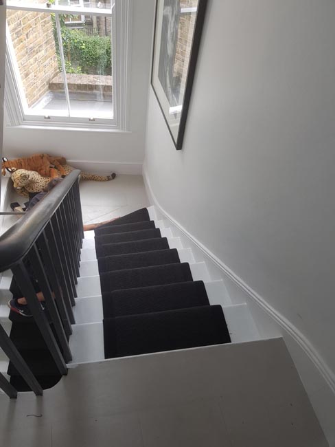 portfolio carpets black stair runner with black binding 07