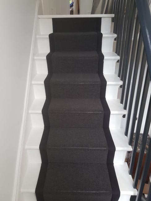 portfolio carpets black stair runner with black binding 10