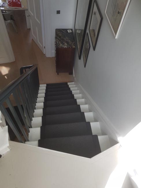 portfolio carpets black stair runner with black binding 12
