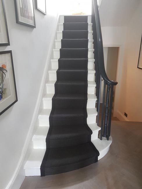 portfolio carpets black stair runner with black binding 16