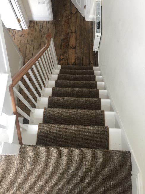 portfolio carpets dark sisal stairs installation runner 06