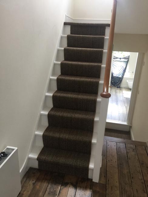 portfolio carpets dark sisal stairs installation runner 07