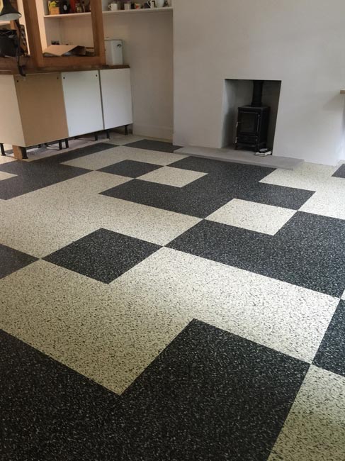 portfolio smooth floors black and white marmoleum pattern 08