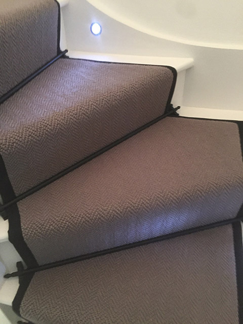 Portfolio Carpet Grey Stair Runner Rods Installation 10