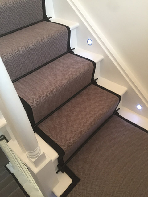 Portfolio Carpet Grey Stair Runner Rods Installation 12