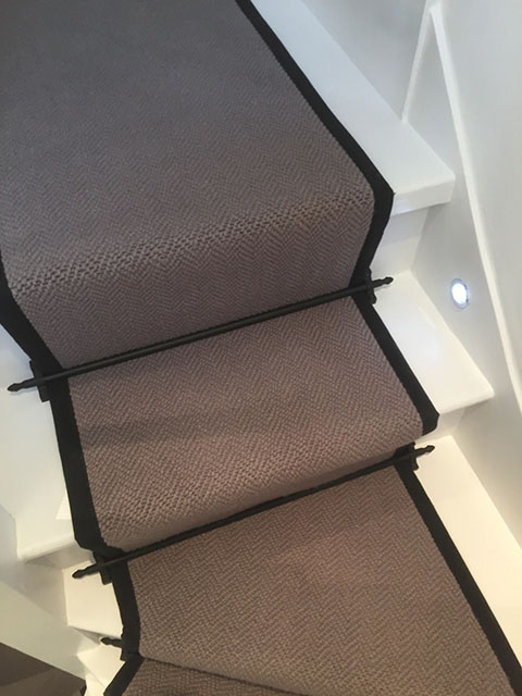 Portfolio Carpet Grey Stair Runner Rods Installation 5