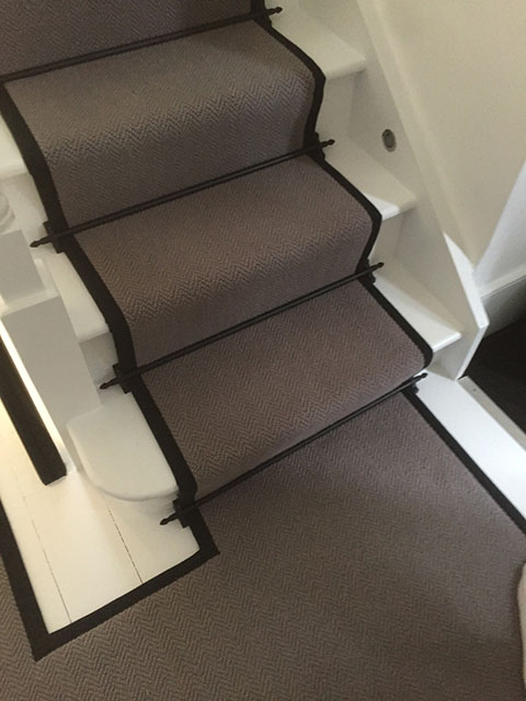 Portfolio Carpet Grey Stair Runner Rods Installation 7