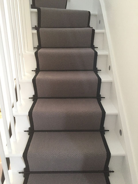 Portfolio Carpet Grey Stair Runner Rods Installation 8