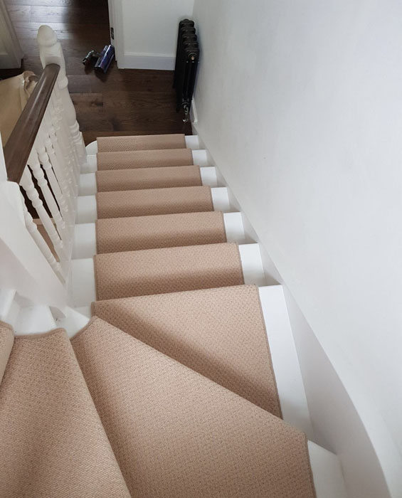 portfolio beige stair carpet runner installation 02