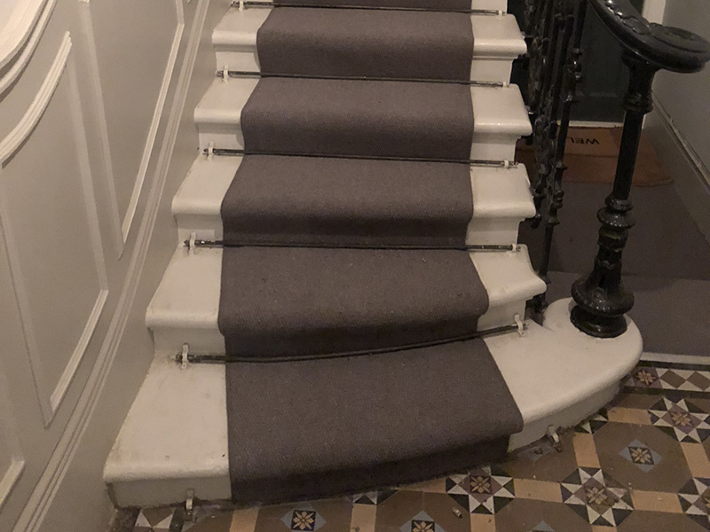 Grey Carpet With Rods Installed in Pimlico, Home, overview