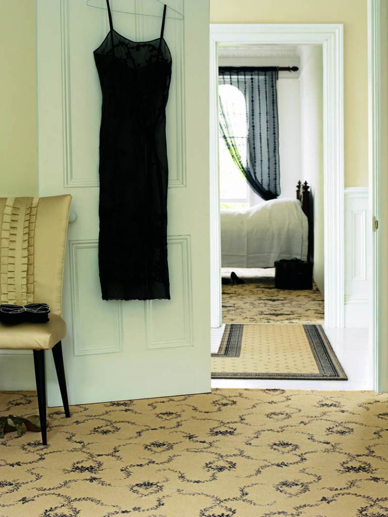 Brintons - Classic Florals Toile Papillon Black, Carpet