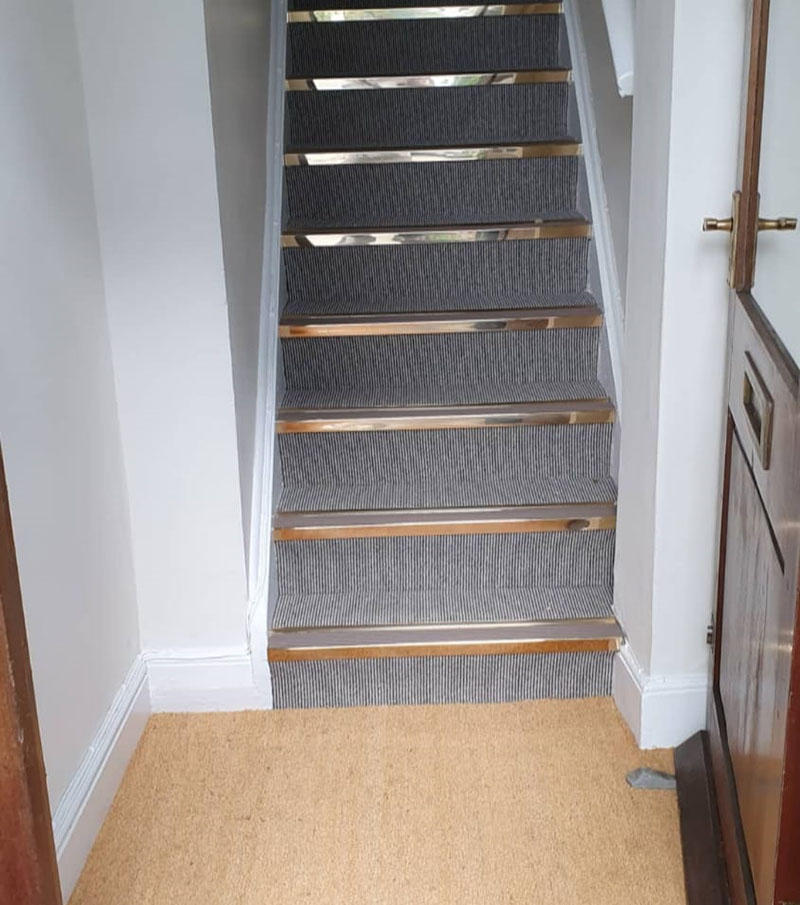 Grey Stair Carpet Installation In Newham - Carpet - Newham - Residential