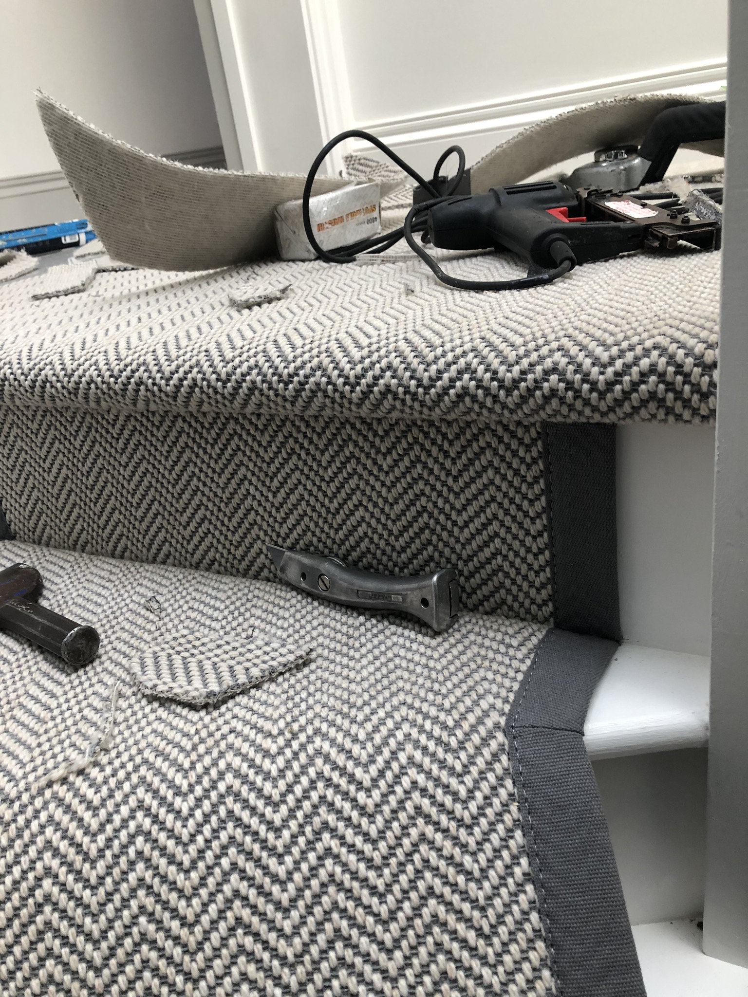 Fibre Flatweave Classic Herringbone Dapple carpet installed Battersea 7