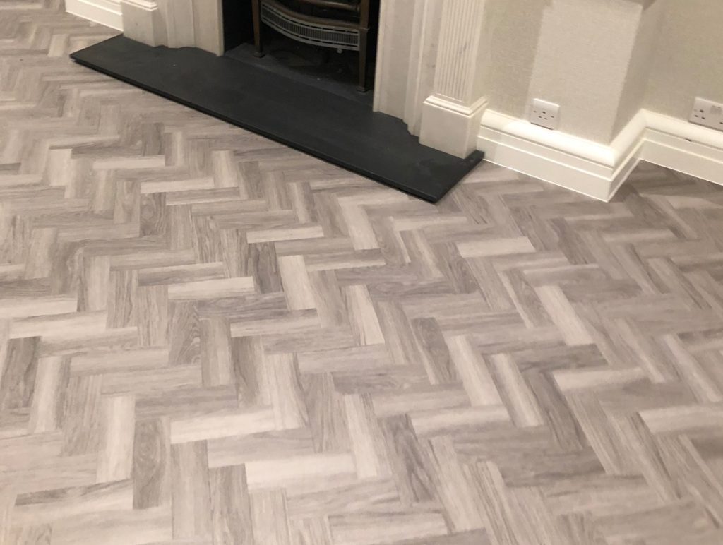 Amtico Spacia Nordic Oak Luxury Vinyl Tile In Herringbone Design Installed In Wandsworth - Luxury Vinyl Tile (LVT) Flooring - Wandsworth - Residential