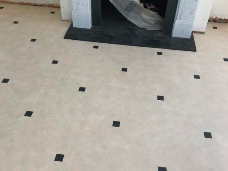 Amtico Signature Limestone Calico Luxury Vinyl Tile With Graphite Slate Key Installed in Westminster - Amtico Flooring - Luxury Vinyl Tile Flooring - Vinyl Flooring
