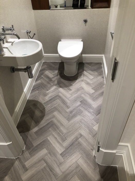 Amtico Spacia Nordic Oak luxury Vinyl Tile in Herringbone Design Installed in Wandsworth5