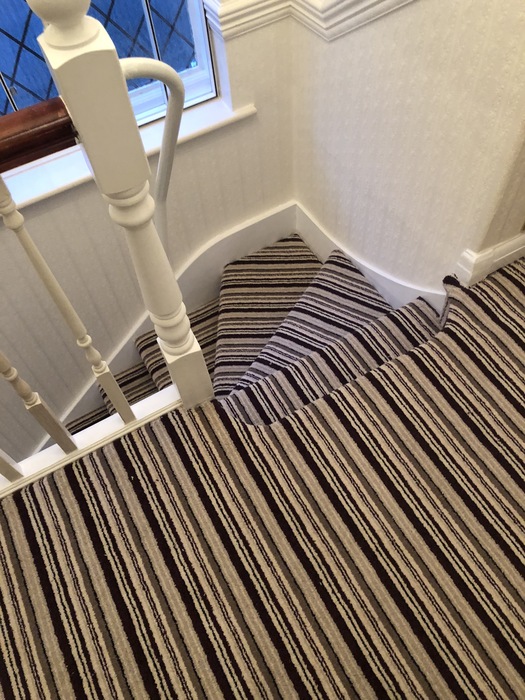 Stripy Carpet to Stairs Installed in Marylebone 1