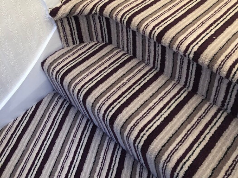 Stripy Carpet to Stairs Installed in Marylebone, Home