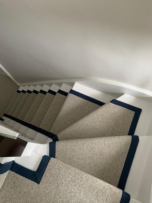 White Carpet with black border on Stairs Installed in Islington 2