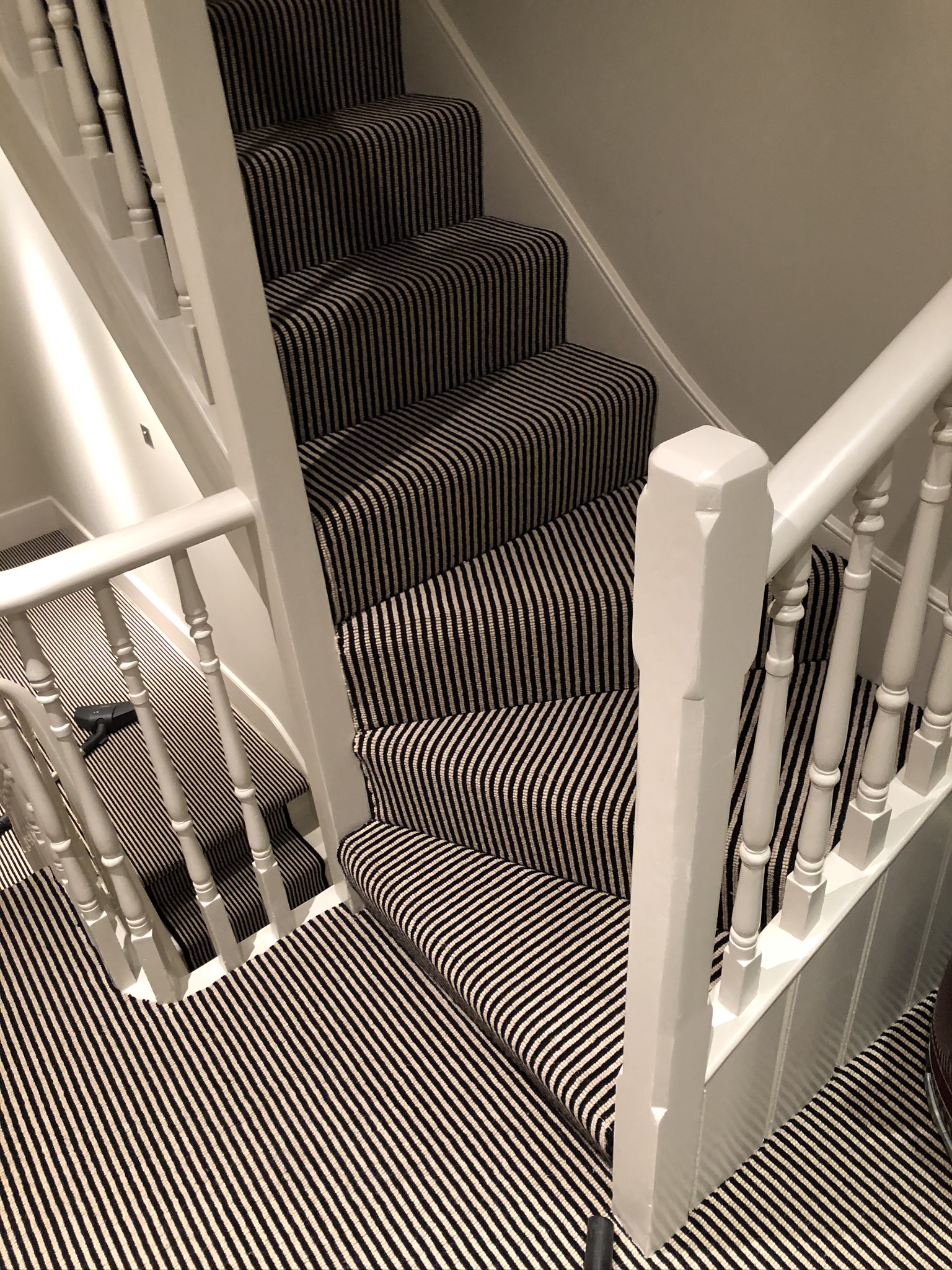 Hugh Mackay Carpets Deco Loop Two-Tone Magpie Black & White Stripe Carpet to Premises in Richmond 1