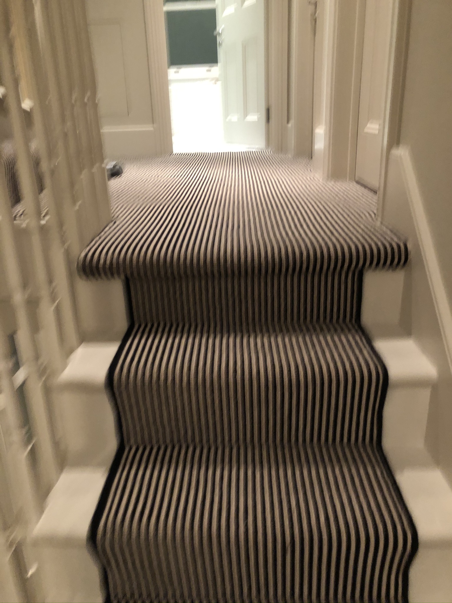 Hugh Mackay Carpets Deco Loop Two-Tone Magpie Black & White Stripe Carpet to Premises in Richmond 2