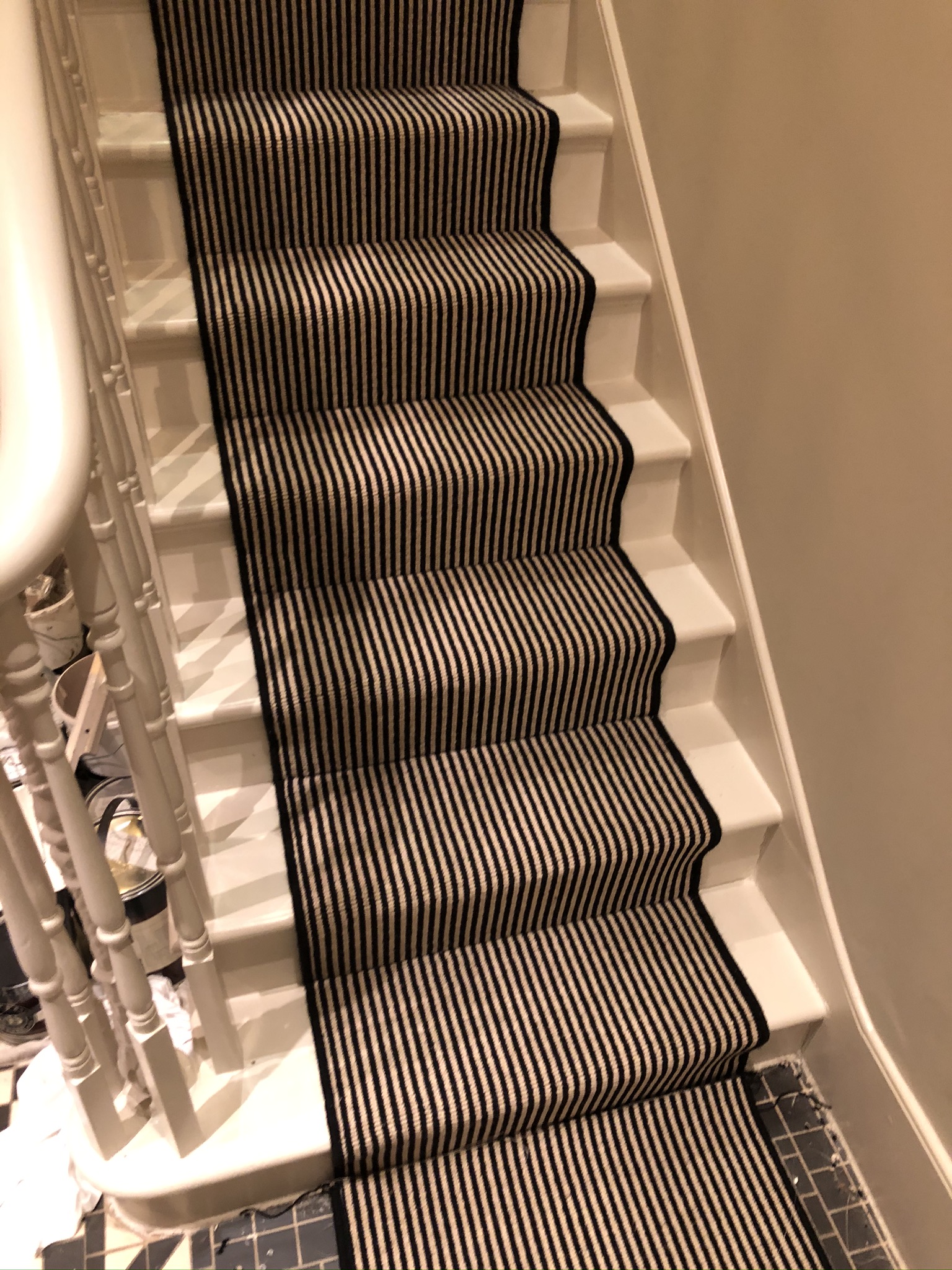 Hugh Mackay Carpets Deco Loop Two-Tone Magpie Black & White Stripe Carpet to Premises in Richmond 5