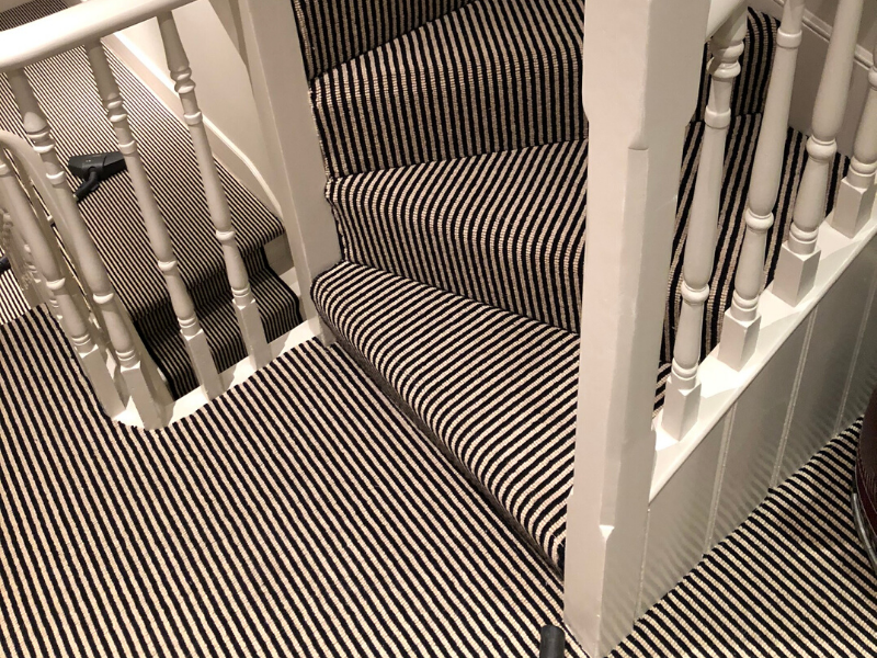 Hugh Mackay Carpets Deco Loop Two-tone Magpie Black & White Stripe Carpet to Premises in Richmond - Carpet