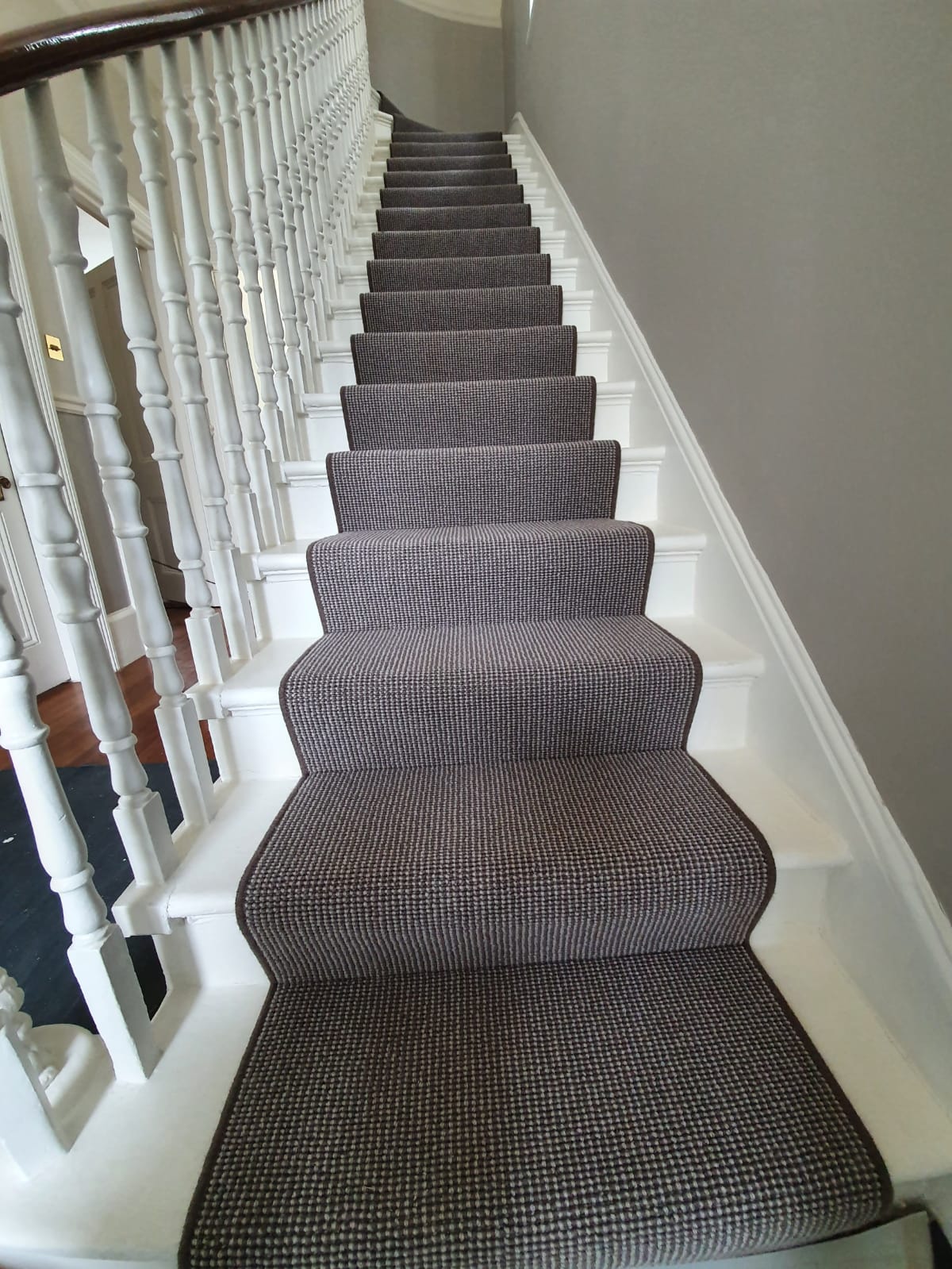 Grey Carpet Installation Stairs