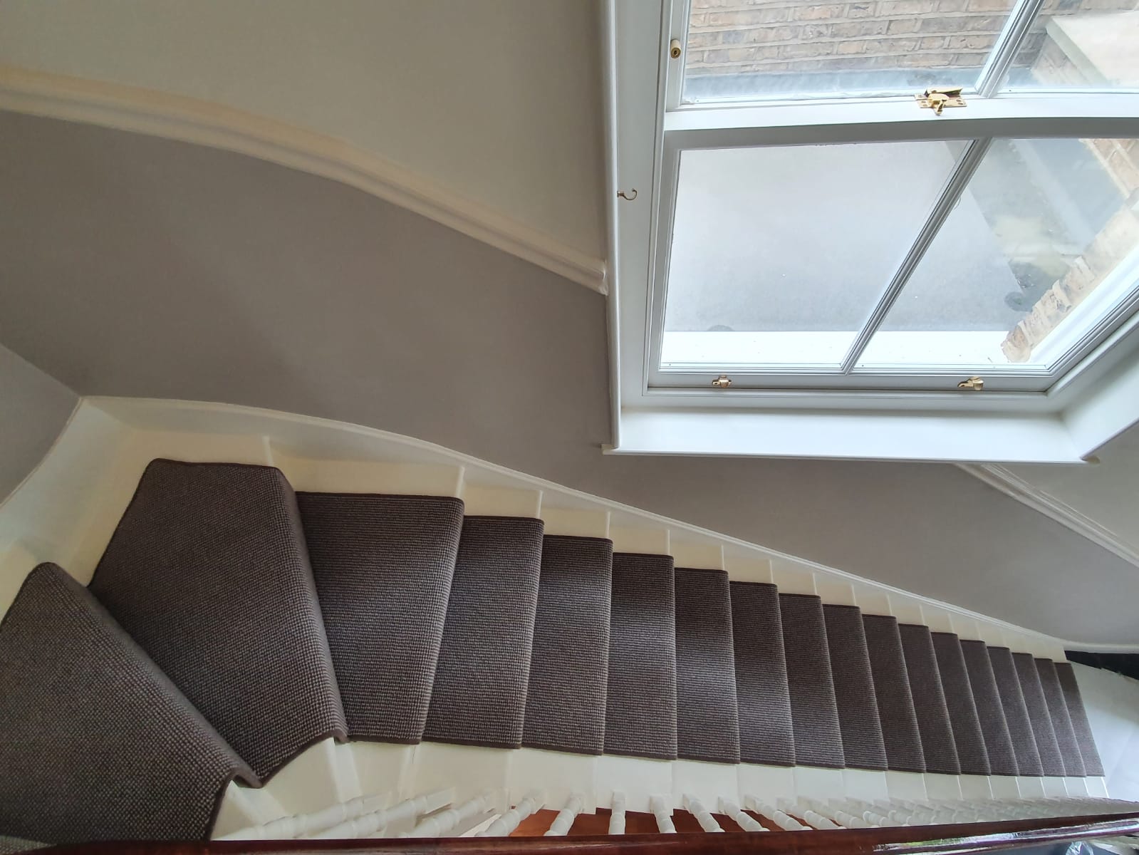 Grey Carpet Installation Stairs