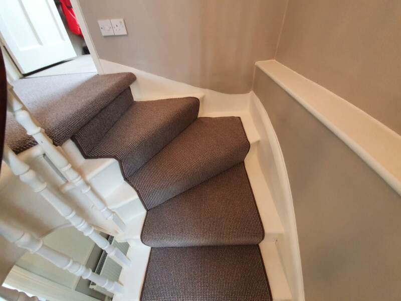 Grey Carpet Installation Stairs