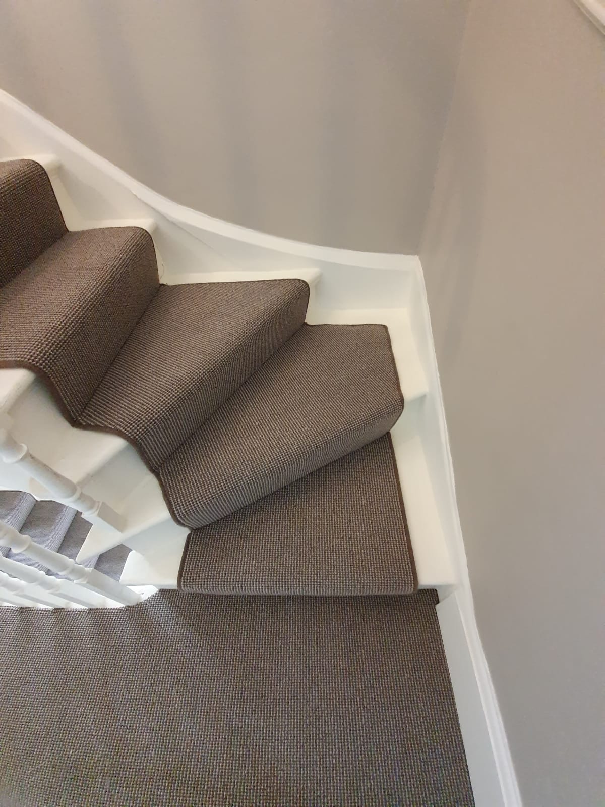 Grey Carpet Installation Stairs