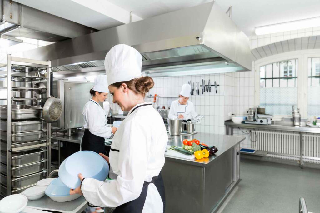 Chefs in commercial kitchen