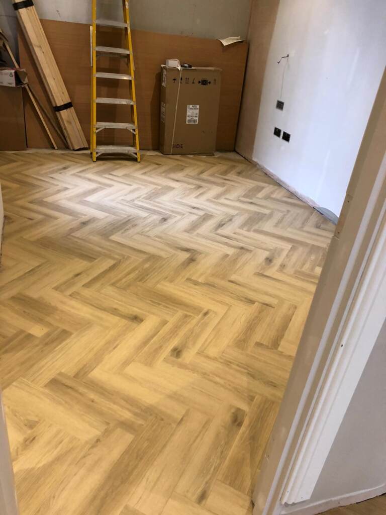 Amtico Signature Limed Washed Wood With Cornish Oak Inlay Border Installation in Battersea - Amtico Flooring - Carpet - Wood Flooring