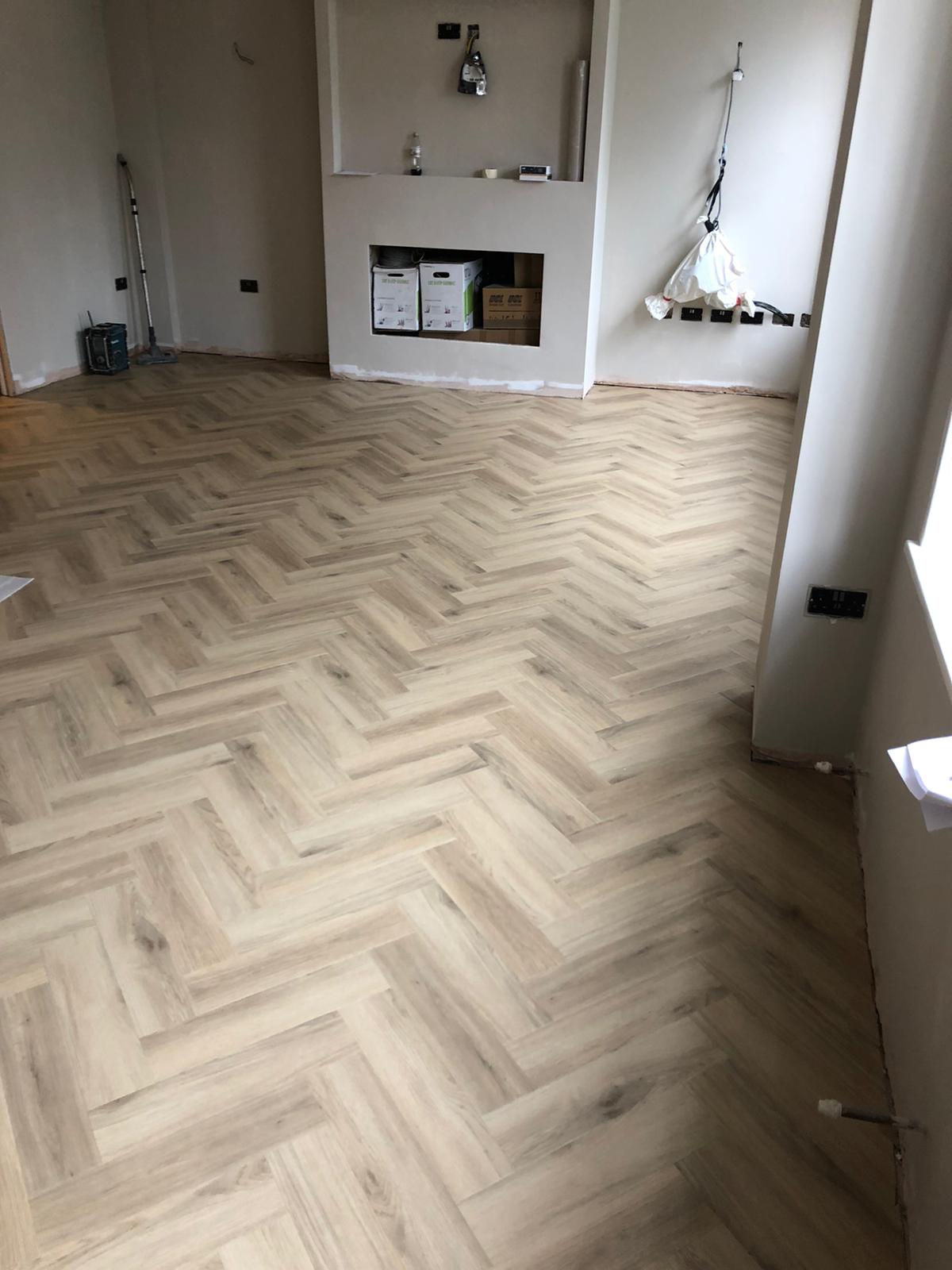 Amtico Signature Limed Washed Wood with Cornish Oak inlay border installation Battersea-2