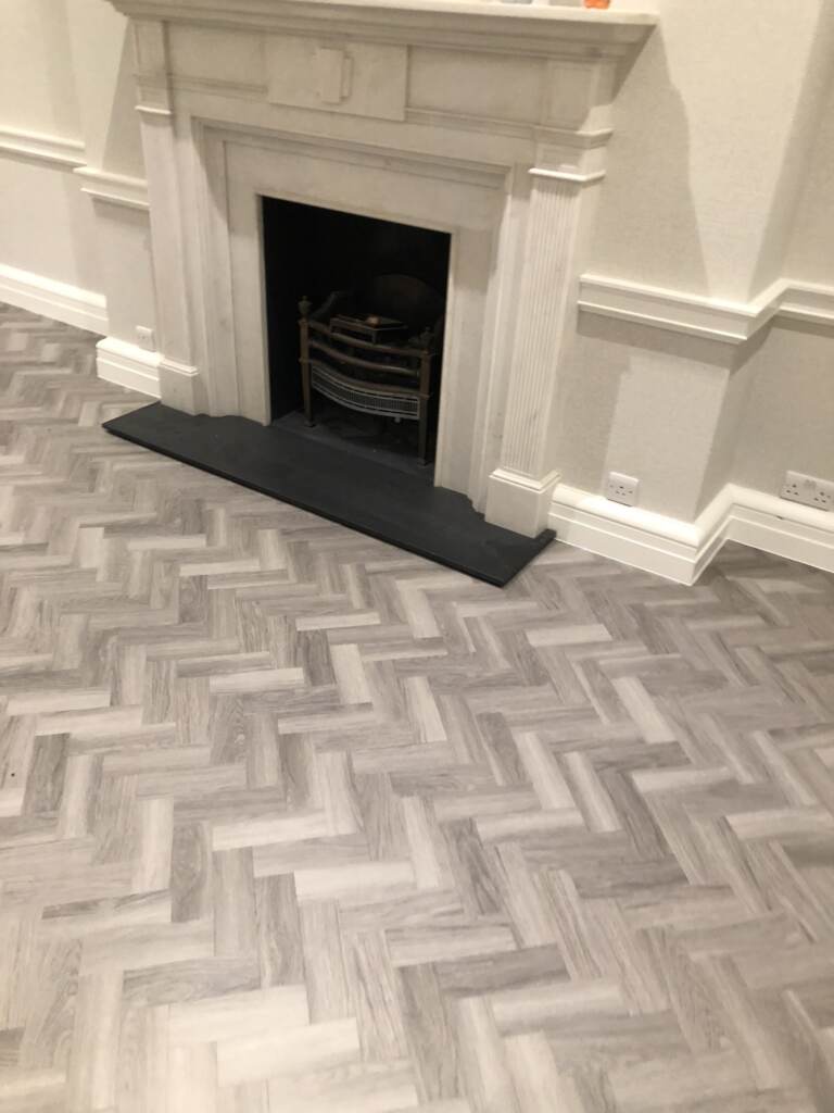 Amtico Spacia Nordic Oak In Herringbone Installation In Shepherds Bush - Luxury Vinyl Tile (LVT) Flooring - Residential