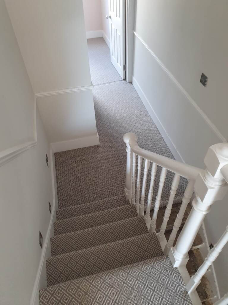 Rols Wool Carpets Greek Key Ash Installation in Docklands, Carpet, Home