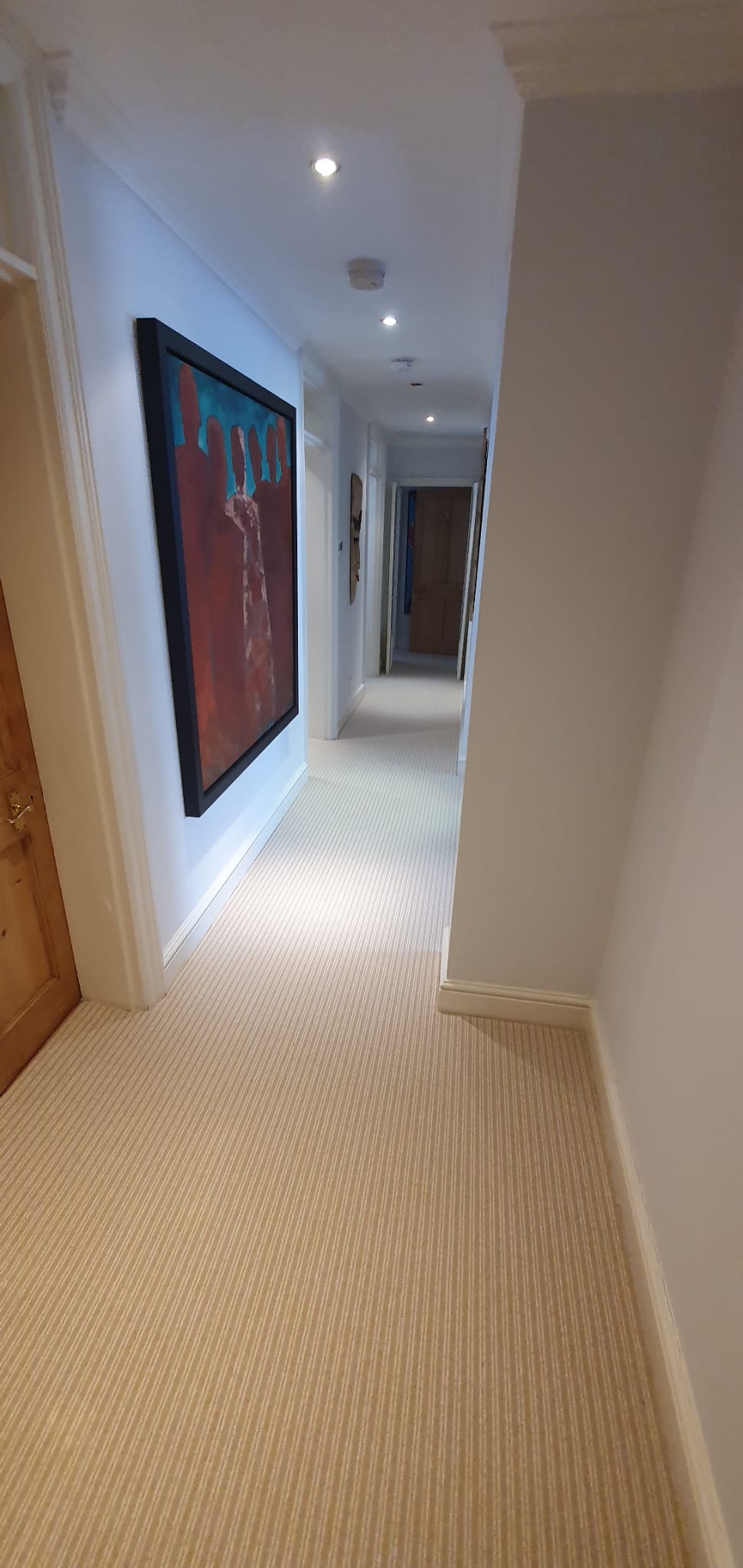 Cormar Carpets Boucle Neutrals Stripe Chelsea Chiffon Installation in Canary Wharf - Carpet - Residential