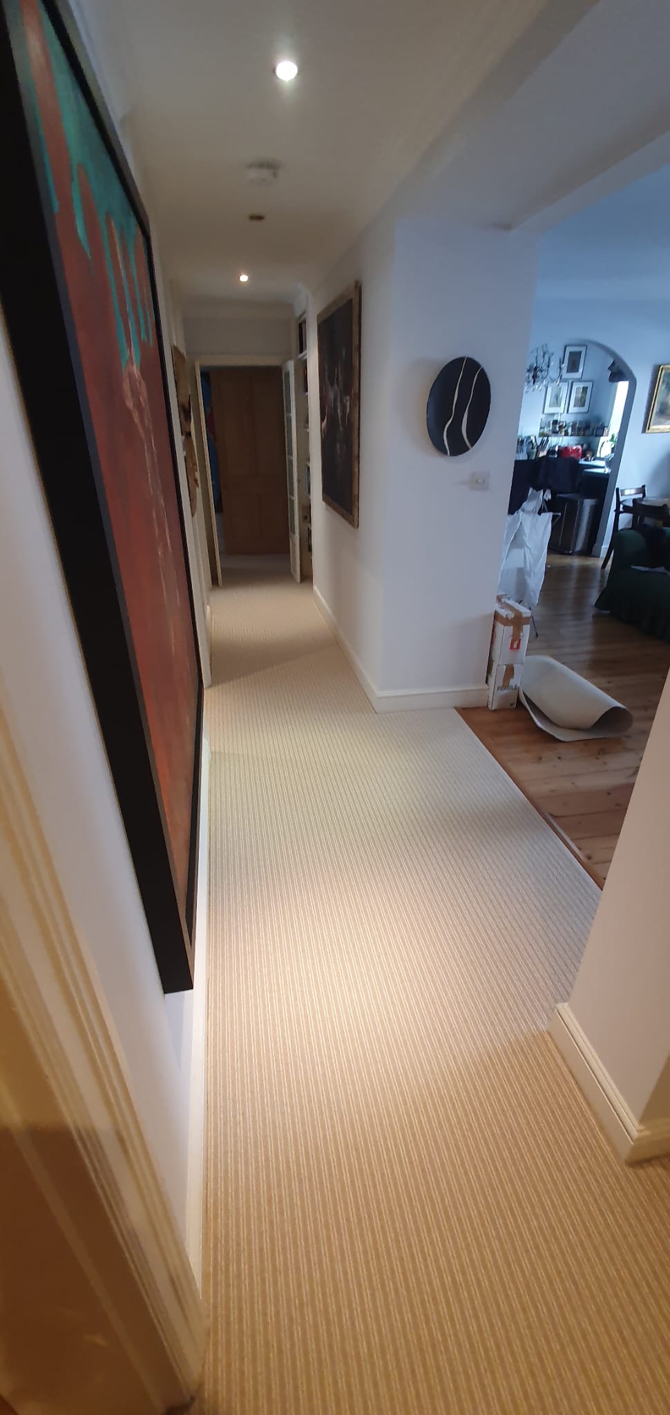 Cormar Carpets Boucle Neutrals Stripe Chelsea Chiffon Installation In Canary Wharf-2