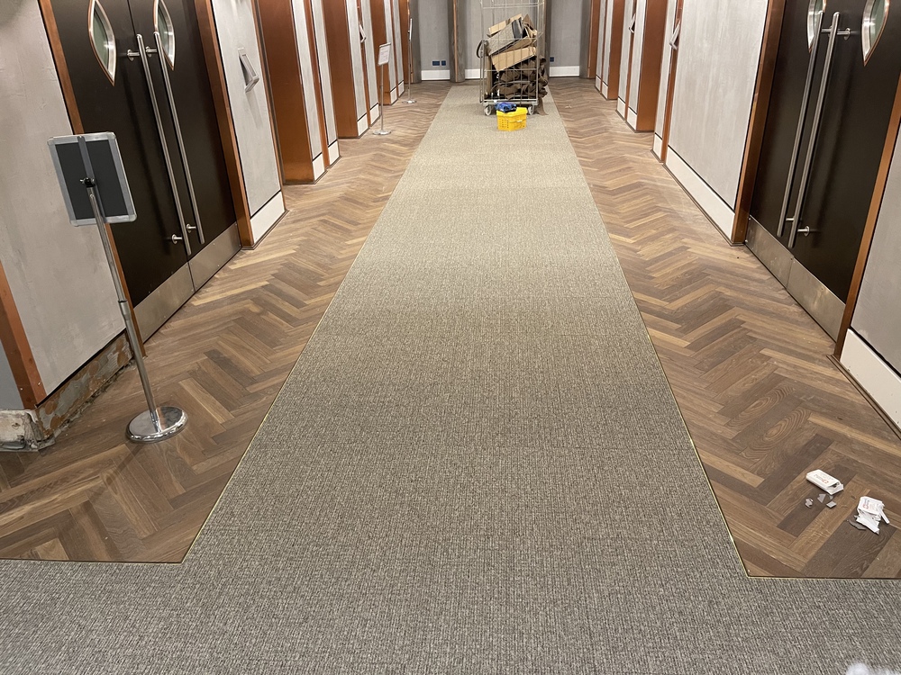 Havwoods Herringbone Wood Flooring & Milliken Carpet Installation In Putney-1