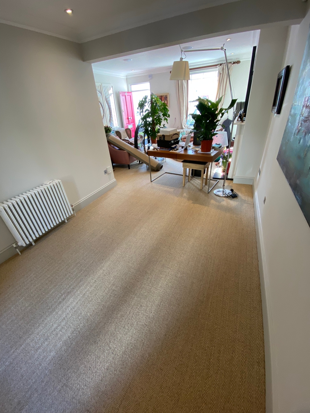 Kersaint Cobb Sisal Herringbone HER121 Wheat carpet installation in Barnes-1