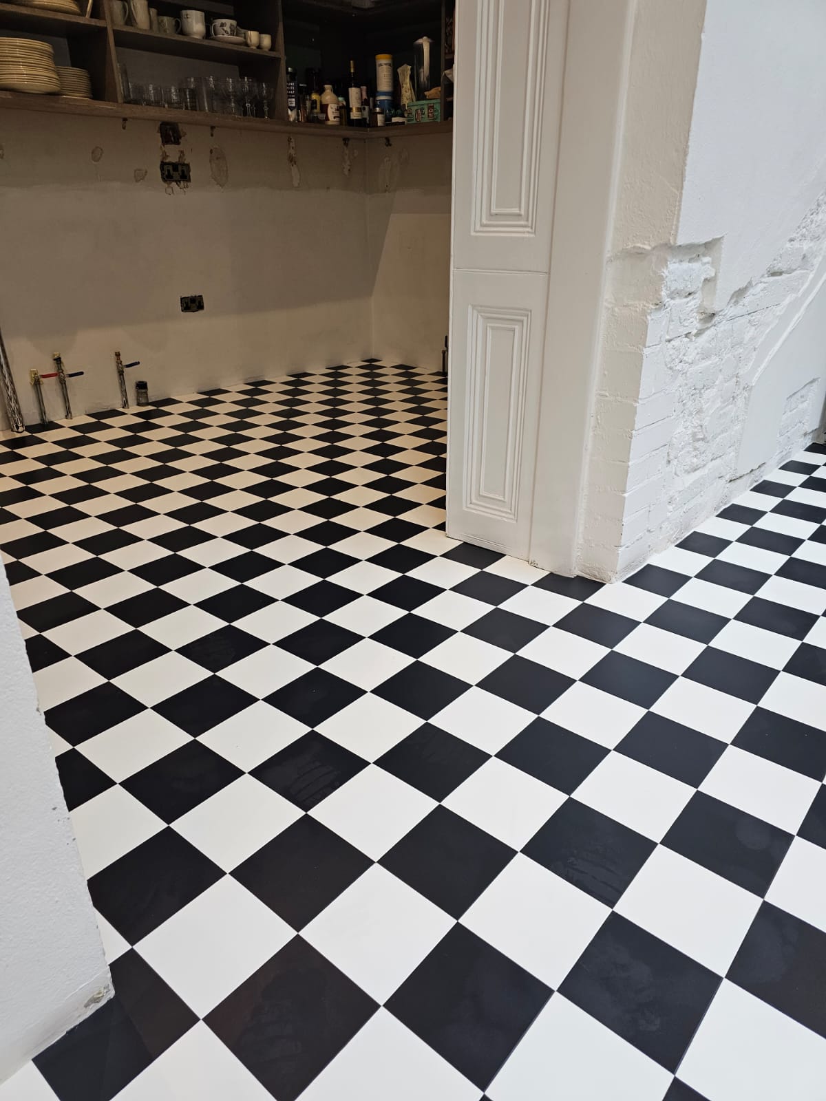 Amtico Signature Chequerboard Black & White Installation in Marylebone Carpet - Amtico Flooring - Residential