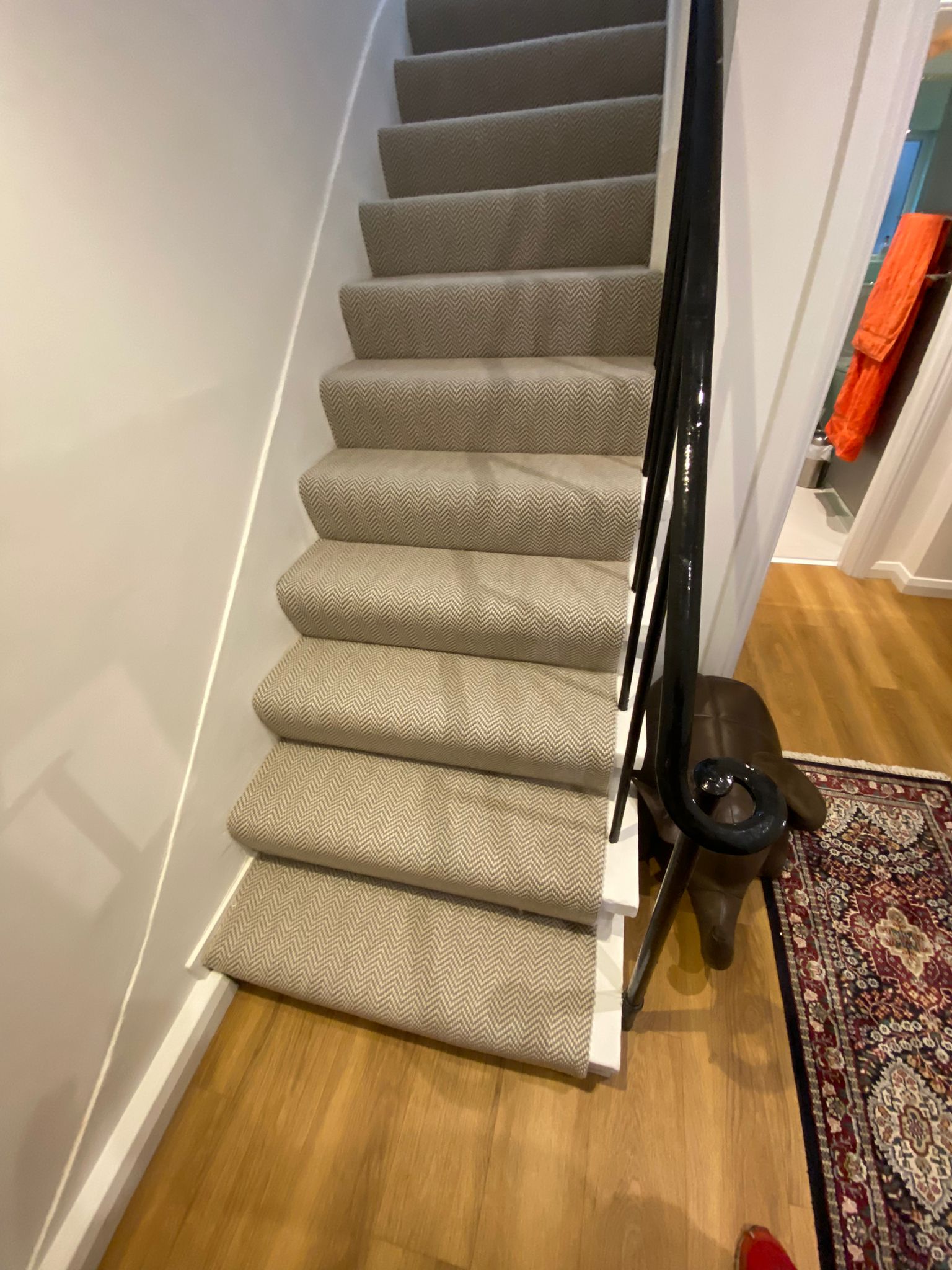 Fibre Carpets Flatweave Classics Herringbone Dapple Installation in Fulham Wood Flooring - Wood Flooring - Residential