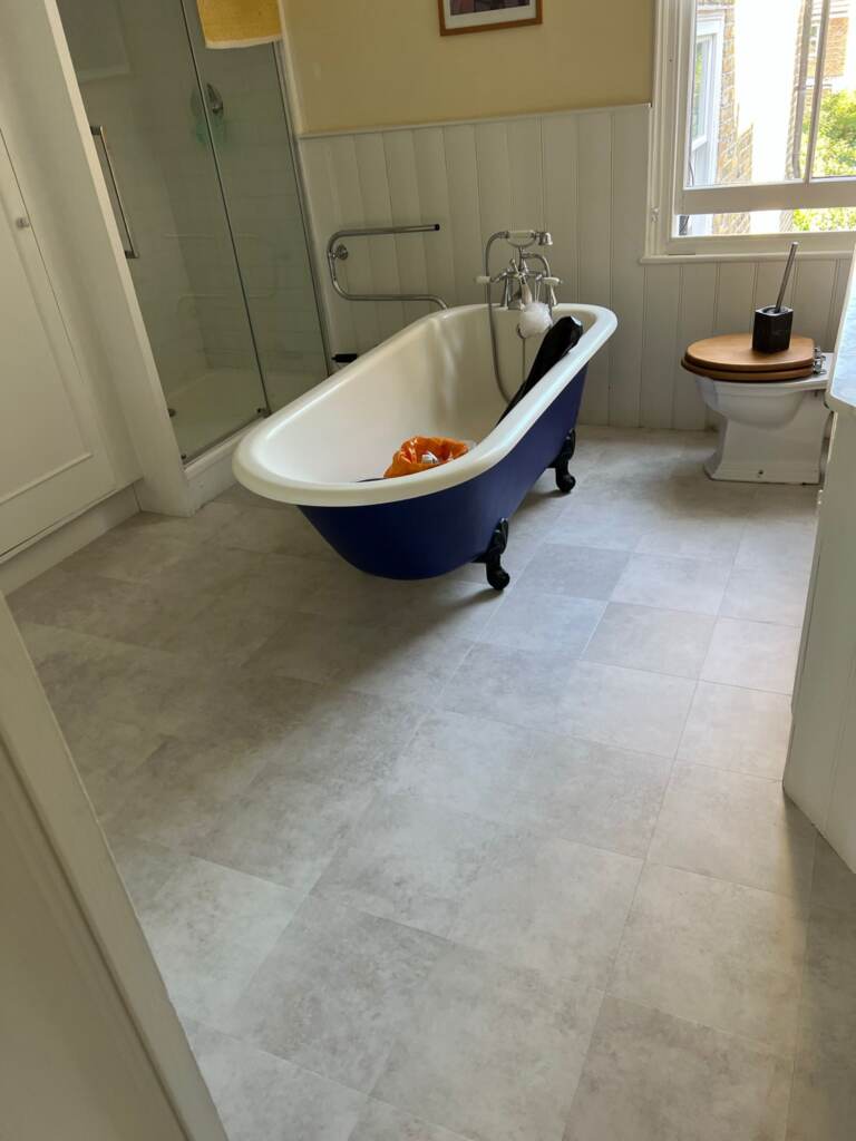 Amtico Spacia Stanton Stone Installation in Kilburn, Luxury Vinyl Tile (LVT) Flooring, Home