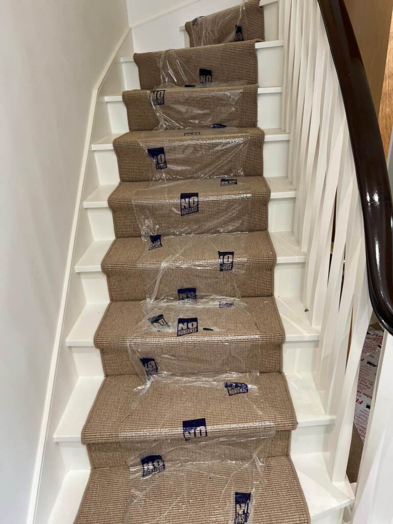 Fibre Carpets Easycare Boucle Cotswolds Installation in Canary Wharf, Carpet, Home